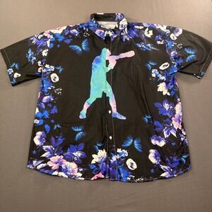 Muhammad‎ Ali Boxing Shirt Mens 3XL Black Aloha Hawaiian Short Sleeve Button Up